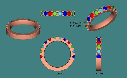 Reserved for Teresa,Custom mothers ring, 3/4 Eternity 14k Rose Gold