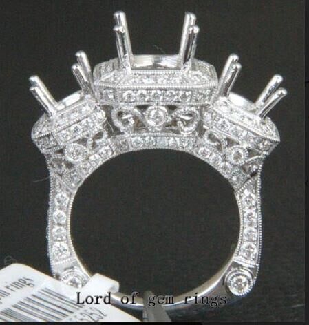 Reserved for Tomika  cushion Moissanite Ring Three Stone 14K White Gold