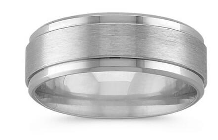Reserved for vita Men's Wedding Ring Plain 14K White Gold, Satin Finish 8mm Wide