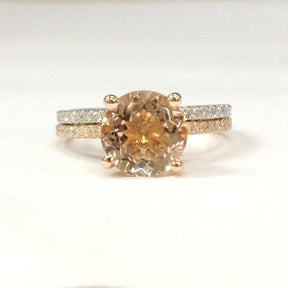 Reserved for William Custom Diamond Wedding band for Round Morganite Ring 14K White Gold - Lord of Gem Rings