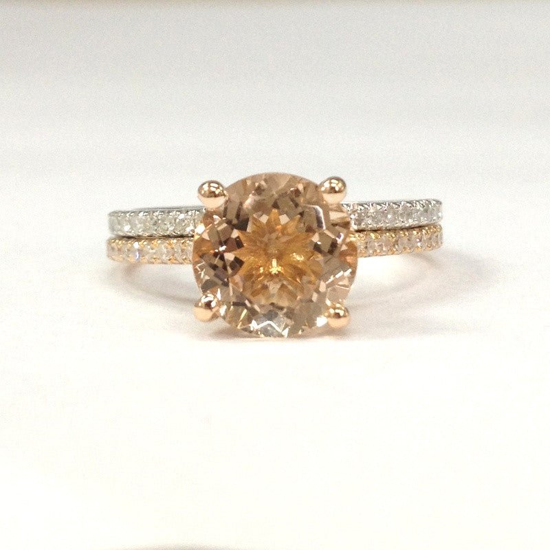 Reserved for William Custom Diamond Wedding band for Round Morganite Ring 14K White Gold - Lord of Gem Rings