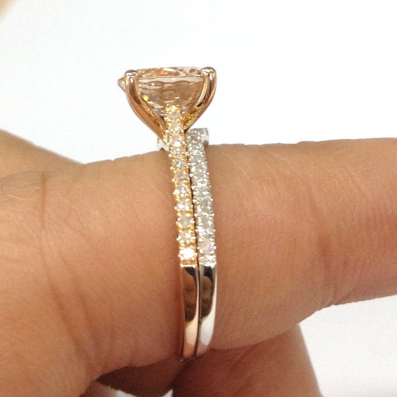 Reserved for William Custom Diamond Wedding band for Round Morganite Ring 14K White Gold - Lord of Gem Rings