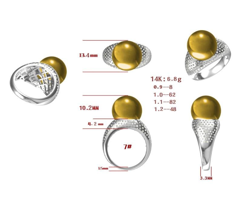 Reserved for Yvonne- Pearl Diamond Semi Mount 1.11CT Diamonds in 14K White Gold 13.4mm - Lord of Gem Rings