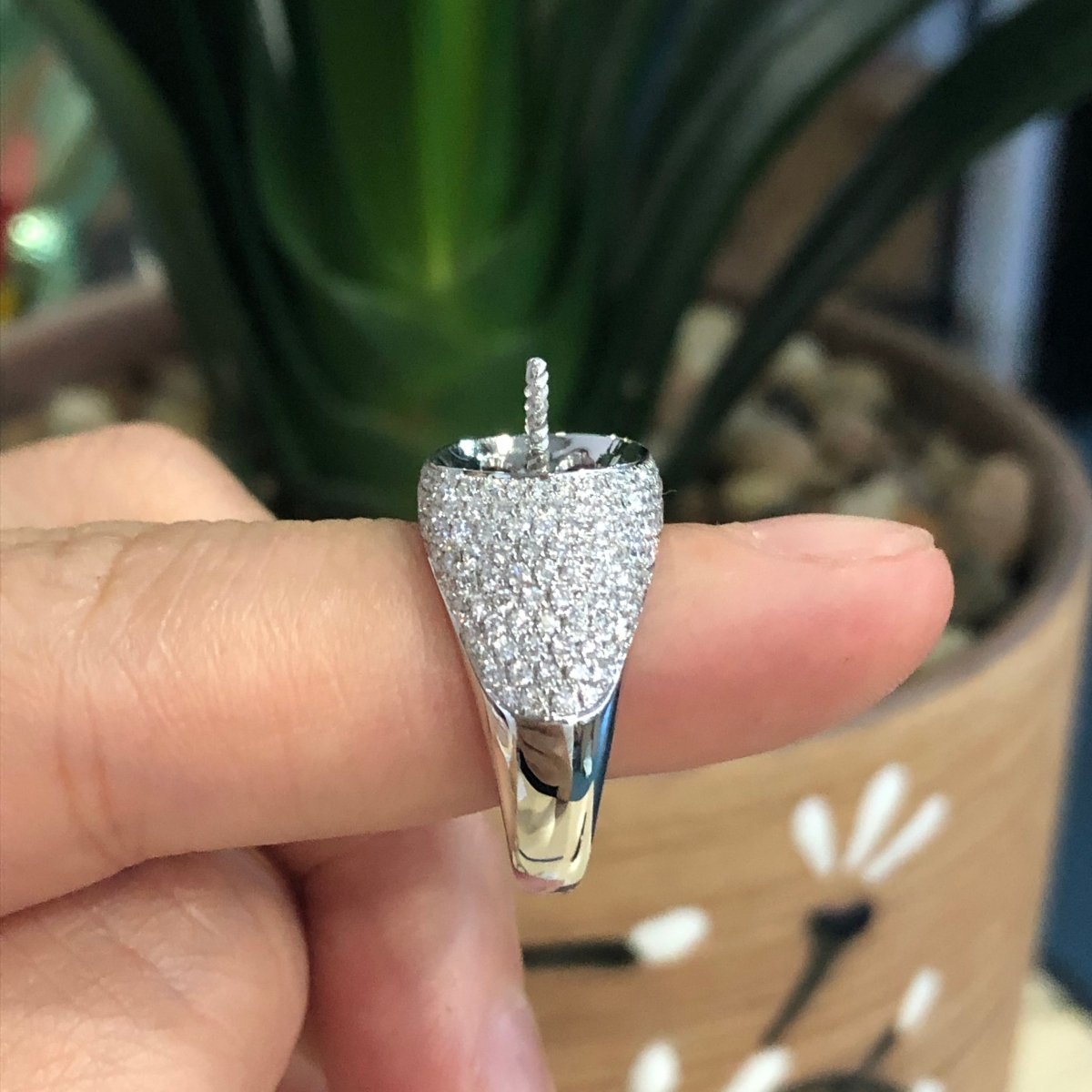 Reserved for Yvonne- Pearl Diamond Semi Mount 1.11CT Diamonds in 14K White Gold 13.4mm - Lord of Gem Rings