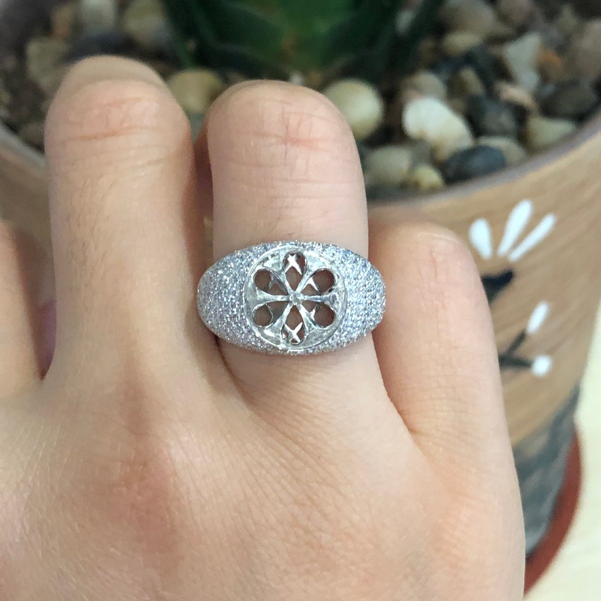 Reserved for Yvonne- Pearl Diamond Semi Mount 1.11CT Diamonds in 14K White Gold 13.4mm - Lord of Gem Rings