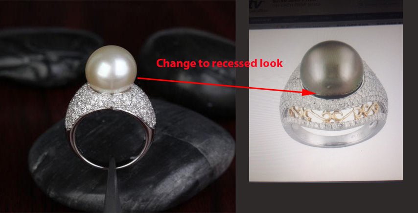 Reserved for Yvonne- Pearl Diamond Semi Mount 1.11CT Diamonds in 14K White Gold 13.4mm - Lord of Gem Rings