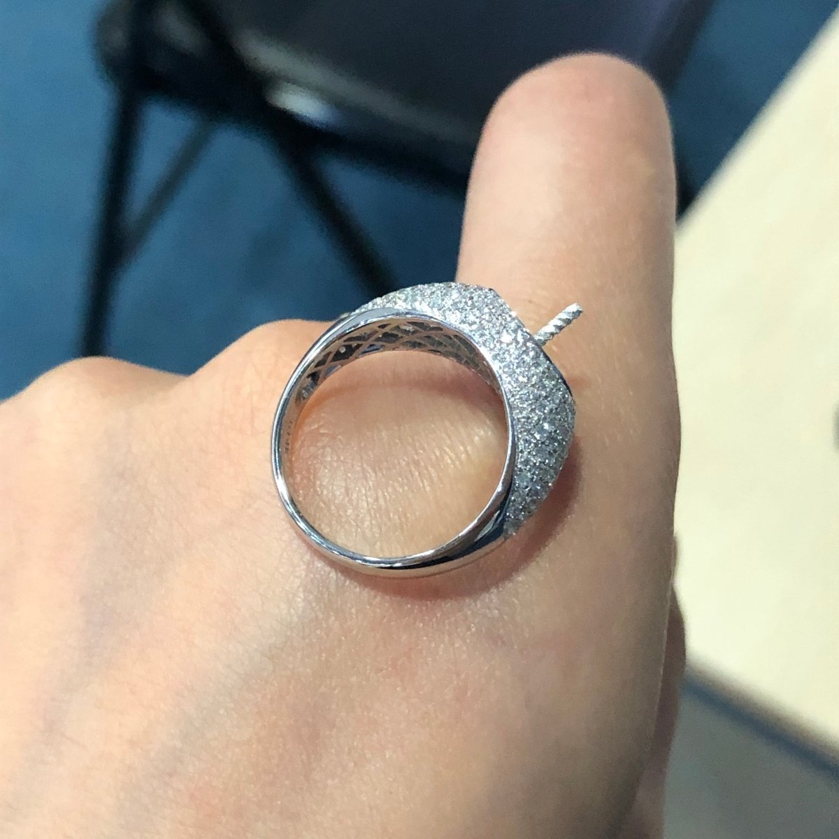 Reserved for Yvonne- Pearl Diamond Semi Mount 1.11CT Diamonds in 14K White Gold 13.4mm - Lord of Gem Rings