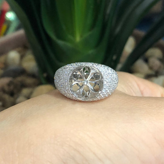 Reserved for Yvonne- Pearl Diamond Semi Mount 1.11CT Diamonds in 14K White Gold 13.4mm