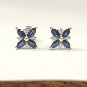 Reserved forElaine, Custom Sapphire & Diamond Earrings 14K White Gold - Lord of Gem Rings