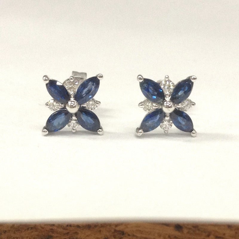 Reserved forElaine, Custom Sapphire & Diamond Earrings 14K White Gold - Lord of Gem Rings