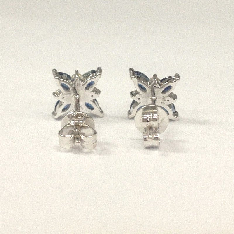 Reserved forElaine, Custom Sapphire & Diamond Earrings 14K White Gold - Lord of Gem Rings