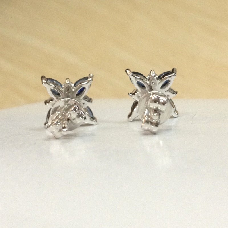 Reserved forElaine, Custom Sapphire & Diamond Earrings 14K White Gold - Lord of Gem Rings