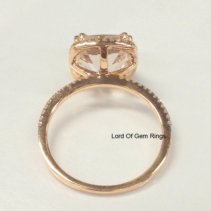Reserved forKaren, Custom Made Cushion Peach Morganite and Matching Band, Stone SKU:cu34.9 - 8.475.05 - Lord of Gem Rings