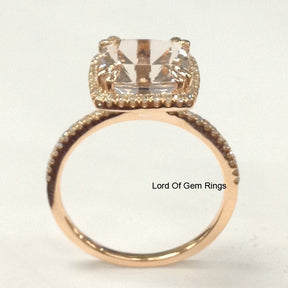 Reserved forKaren, Custom Made Cushion Peach Morganite and Matching Band, Stone SKU:cu34.9 - 8.475.05 - Lord of Gem Rings
