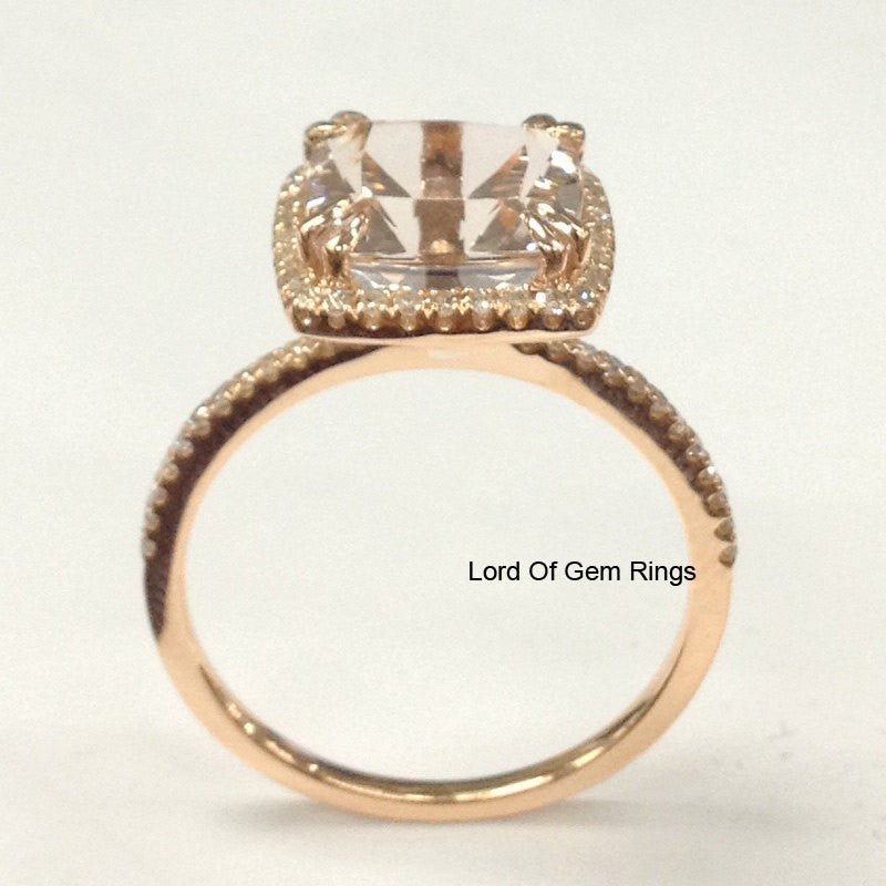 Reserved forKaren, Custom Made Cushion Peach Morganite and Matching Band, Stone SKU:cu34.9 - 8.475.05 - Lord of Gem Rings