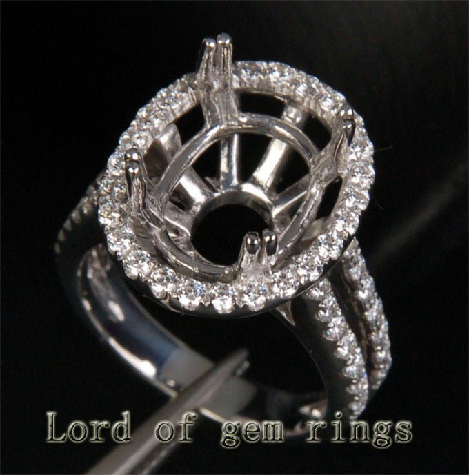 Reserved fororalum,Custom Diamond Engagement Oval Semi Mount Ring 14K White Gold - Lord of Gem Rings