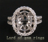 Reserved fororalum,Custom Diamond Engagement Oval Semi Mount Ring 14K White Gold - Lord of Gem Rings