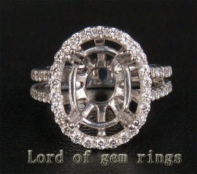 Reserved fororalum,Custom Diamond Engagement Oval Semi Mount Ring 14K White Gold - Lord of Gem Rings