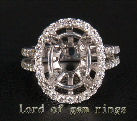 Reserved fororalum,Custom Diamond Engagement Oval Semi Mount Ring 14K White Gold
