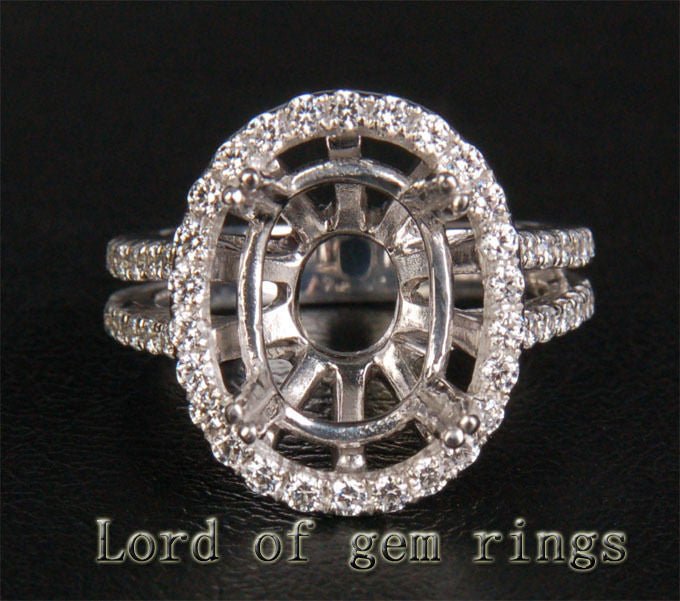 Reserved fororalum,Custom Diamond Engagement Oval Semi Mount Ring 14K White Gold - Lord of Gem Rings