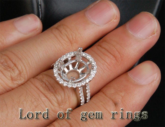 Reserved fororalum,Custom Diamond Engagement Oval Semi Mount Ring 14K White Gold - Lord of Gem Rings