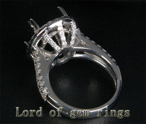 Reserved fororalum,Custom Diamond Engagement Oval Semi Mount Ring 14K White Gold - Lord of Gem Rings
