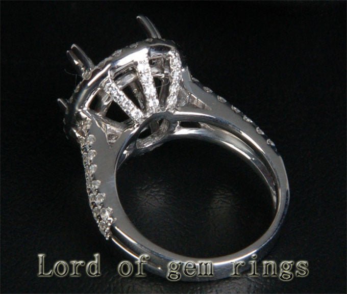Reserved fororalum,Custom Diamond Engagement Oval Semi Mount Ring 14K White Gold - Lord of Gem Rings