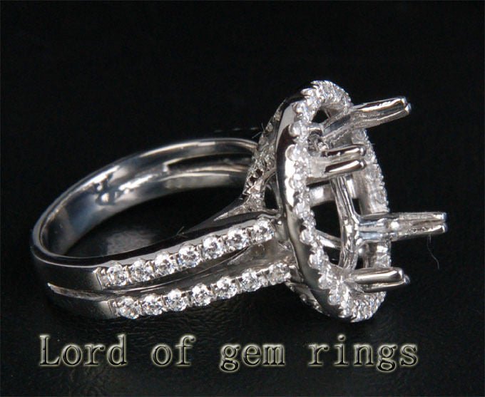Reserved fororalum,Custom Diamond Engagement Oval Semi Mount Ring 14K White Gold - Lord of Gem Rings