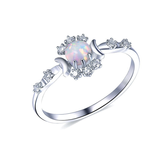 5mm Round Africa Opal Vintage Engagement Ring 14K Gold