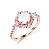 Round Africa Opal Pear Diamond Floral Engagement Ring - Lord of Gem Rings