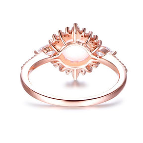Round Africa Opal Pear Diamond Floral Engagement Ring - Lord of Gem Rings