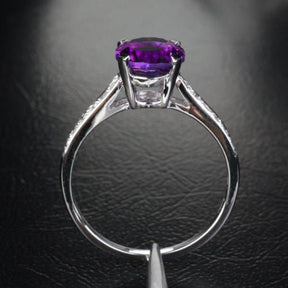 Round Amethyst Diamond Cocktail Engagement Ring - Lord of Gem Rings