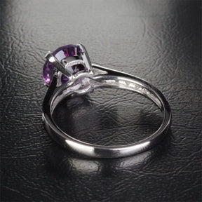 Round Amethyst Diamond Cocktail Engagement Ring - Lord of Gem Rings