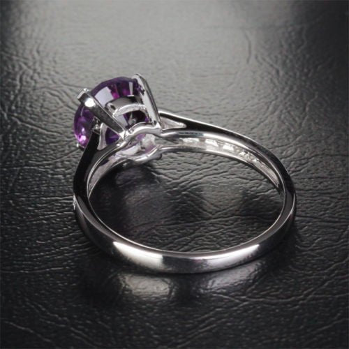 Round Amethyst Diamond Cocktail Engagement Ring - Lord of Gem Rings