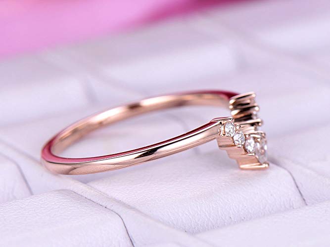 Round and Marquise Diamond Tiara Wedding Ring 14K Rose Gold - Lord of Gem Rings