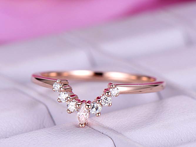 Round and Marquise Diamond Tiara Wedding Ring 14K Rose Gold - Lord of Gem Rings
