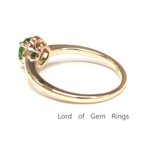 Round Green Tsavorite(Garnet) Floral Diamond Halo Ring - Lord of Gem Rings