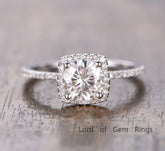 Round Moissanite Diamond Cushion Halo - Lord of Gem Rings