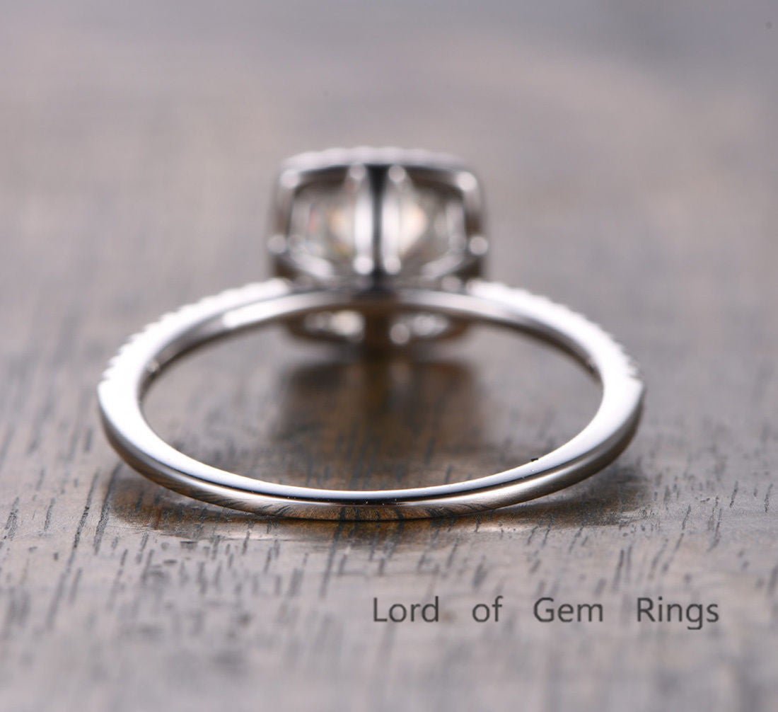 Round Moissanite Diamond Cushion Halo - Lord of Gem Rings