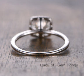 Round Moissanite Diamond Cushion Halo - Lord of Gem Rings