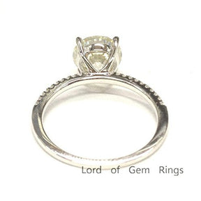 Round Moissanite Diamond Engagement Ring Hidden Halo - Lord of Gem Rings