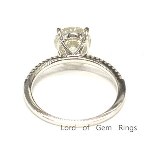 Round Moissanite Diamond Engagement Ring Hidden Halo - Lord of Gem Rings