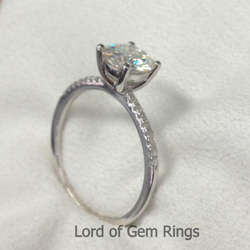 Round Moissanite Diamond Engagement Ring Hidden Halo - Lord of Gem Rings
