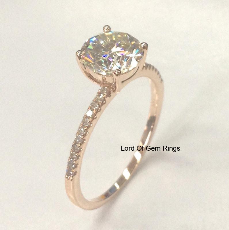 Round Moissanite Diamond Engagement Ring Hidden Halo - Lord of Gem Rings