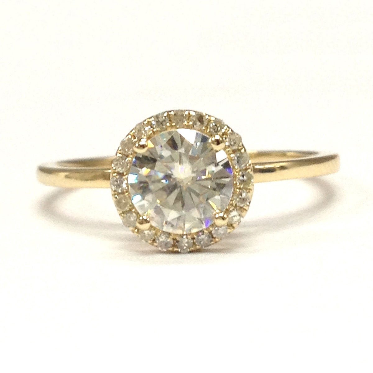 Round Moissanite Engagement Ring Diamond Halo - Lord of Gem Rings