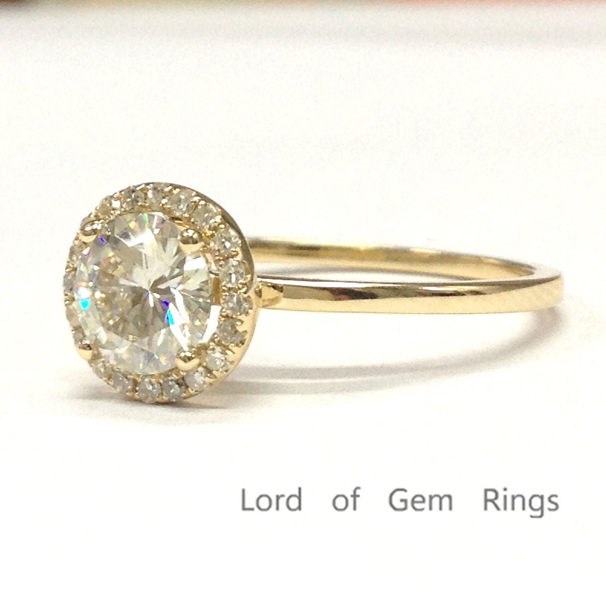 Round Moissanite Engagement Ring Diamond Halo - Lord of Gem Rings