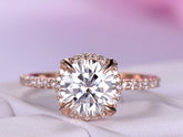 Round Moissanite Engagement Ring Diamond Halo in 18K Gold - Lord of Gem Rings