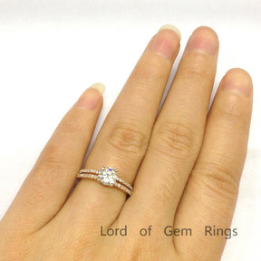 Round Moissanite Engagement Ring Diamond Split Shank - Lord of Gem Rings