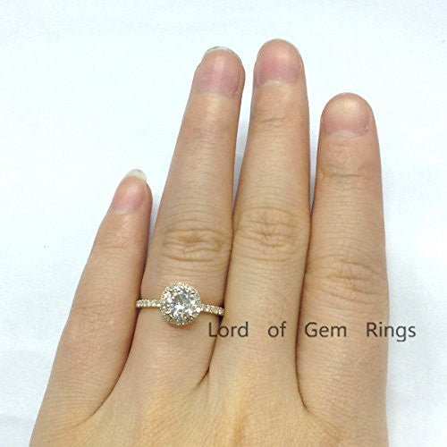 Round Moissanite Ring Diamond Accens 3/4 Eternity - Lord of Gem Rings
