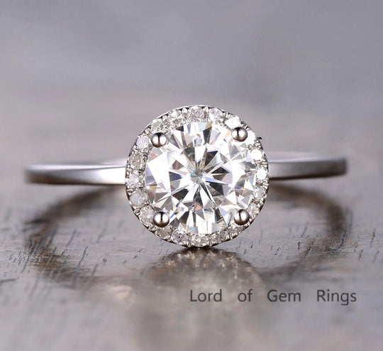 Round Moissanite Ring Diamond Halo